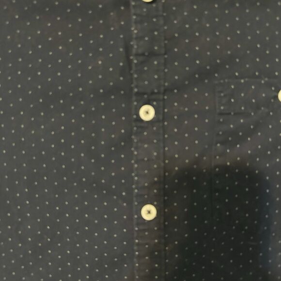 Denim & Flower Ricky Singh Men's L Shirt Navy Blue White Pin Dot Slim Fit Cotton - Picture 3 of 16